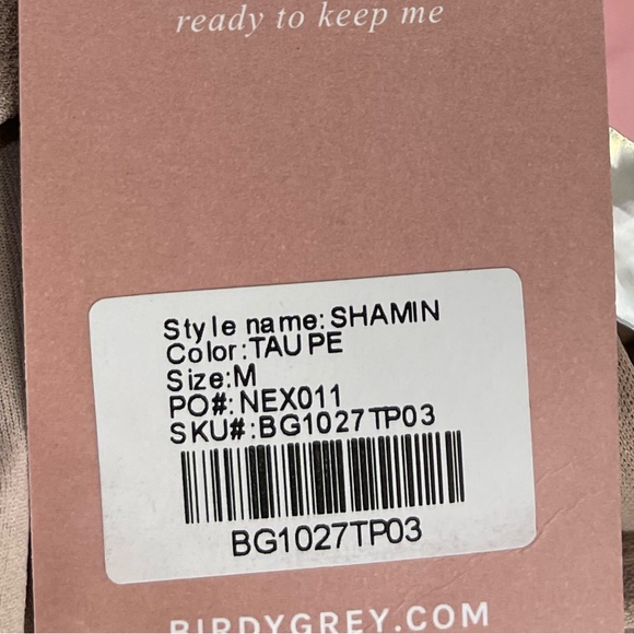 NWT Birdy Grey Dress SHAMIN DRESS CREPE TAUPE Medium Formal Gown Bridesmaid - Picture 4 of 7